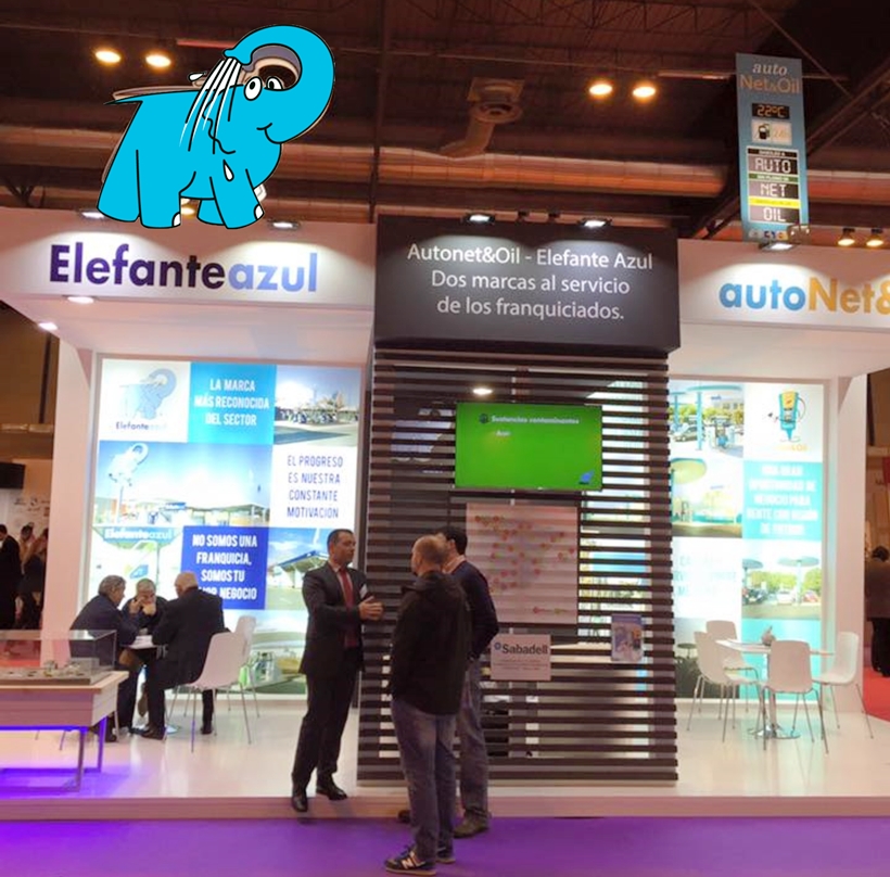 Foto del Stand de Elefante Azul y Autonet & Oil en Expofranquica 2016. Elefante Azul de Avilés.